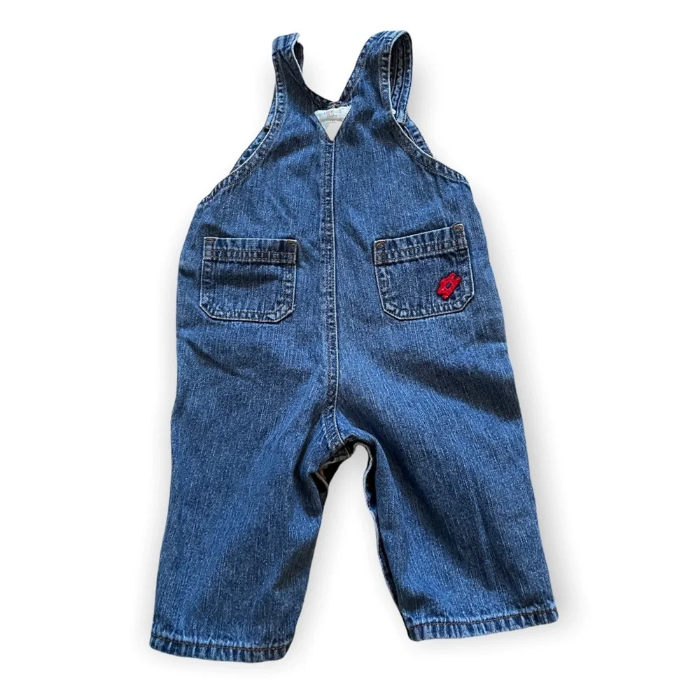 Vintage OshKosh Baby Denim Overalls Train Embroidery Size 6-9 Months